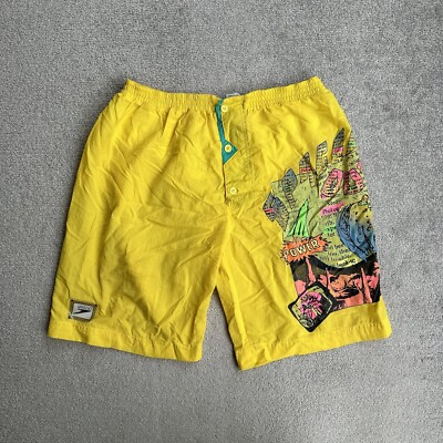 SPEEDO Herren Vintage Beach Shorts Badehose W36 Badeshorts Boxer 25117 Gelb