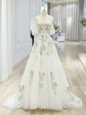 Princess A-Line Wedding Dresses Floral Appliques Lace Bridal Gowns Robe Mariee