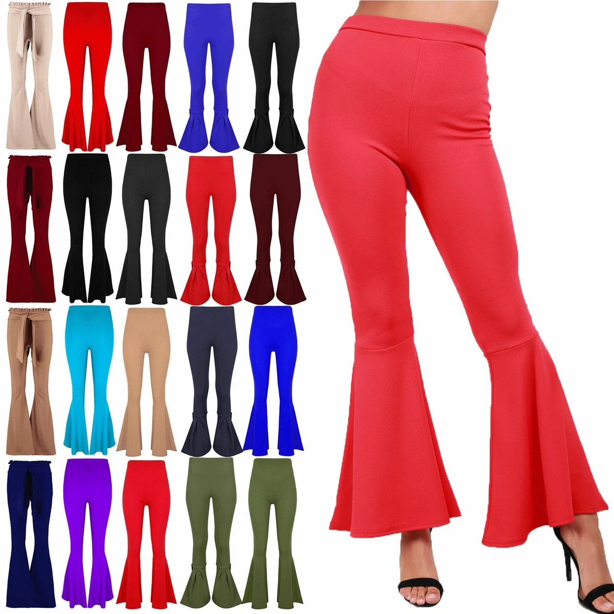 Red ruffle deals bell bottom pants