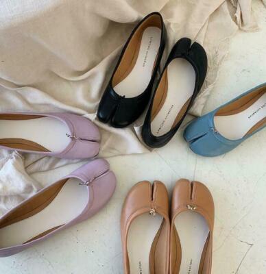 Womens Ladies Faux Leather Tabi Split Toe Ballet Flat Ballerinas Shoes H
