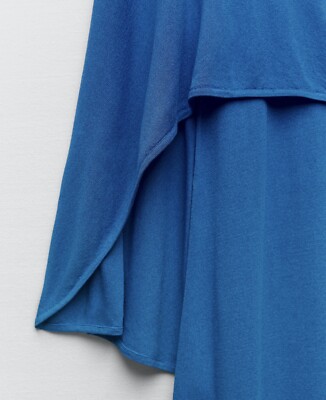 ZARA WOMAN SZ.S SS23 MID-BLUE KNIT CAPE DRESS - LIMITED EDITION  REF:3390/113 NWT | eBay