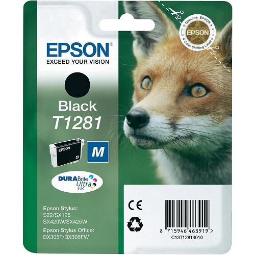 Original Epson Druckerpatrone Tintenpatrone C13T12814012 T1281 Schwarz Neu!-image
