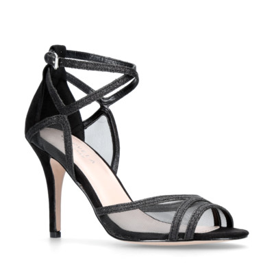 Carvela KG Luxe Damen-Sandalen UK 7 schwarz Glitzer Mesh Wildleder hoher Absatz