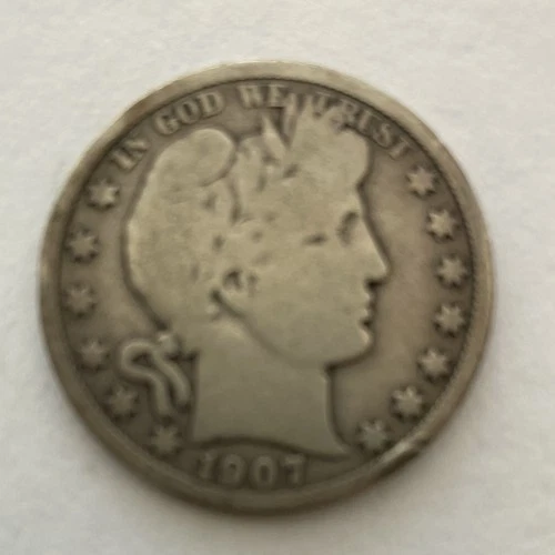 1907-D Barber Half Dollar 90% Silver US Coin 50c