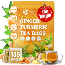 , Premium 135 Ginger Turmeric Tea Bags, 100 Natural Ingredients, Hand-Made Blen