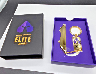 Carnival Cruise Players Club Elite Gold Ship Keychain NEW IN BOX