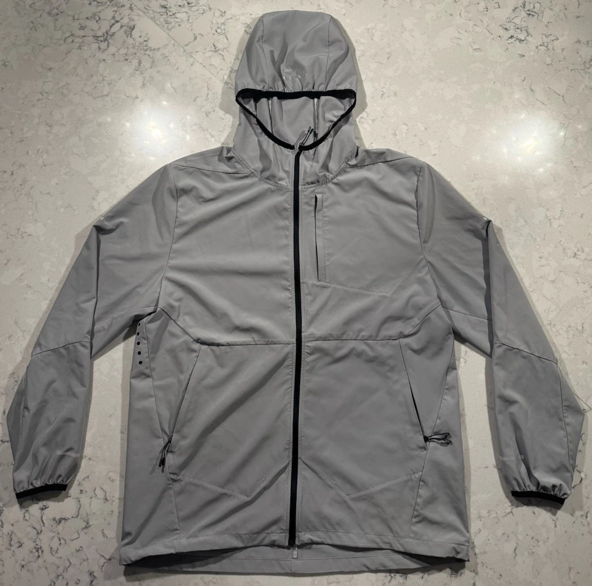 BYLT Swift Jacket Mens Large Gray Hooded Full Zip Stretch Performance Outdoor