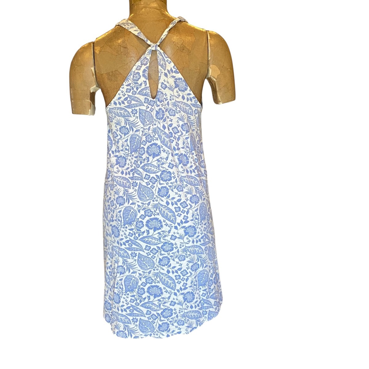 H&M Botanical Print Sundress Twist Back XS Blue & White #285V | eBay