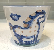 M.A. Hadley Pottery Country Horse 5" Cachepot Flower Pot The End Series VGC