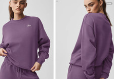 alo yoga ACCOLADE CREWNECK PULLOVER in Plum Kiss,NWT,Small,orig 138