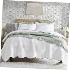 White Size Quilt Bedding Set, King White With Blue Edge Blue Stitching