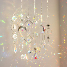 6Pieces Crystal Suncatchers for Window Hanging Sun Catcher with Chain Rainbow Ma