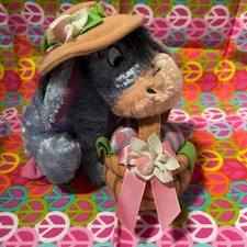 Disney Winnie the Pooh Eeyore Hat Easter Egg Flower Basket Plush Stuffed Animal