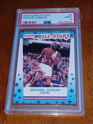 1989 Fleer All-Stars Sticker Michael Jordan #3 PSA 9 Mint