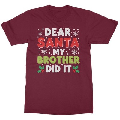 Dear Santa My Brother Did It - Xmas Snowflake Graphic Unisex T-Shirt