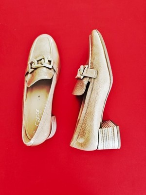 Gabor Women Loafers Size 44 EU REAL (UK 9 / US 11.5) 28.5cm Patent Rock Beige NE