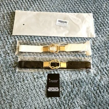 Jasgood Waist Belts  NWT  Set Of Two ~ Black And White With Gold Buckles