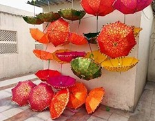 Decorative Indian Umbrella Hand Embroidered Vintage Sun Shande Paraso  10 PC Lot