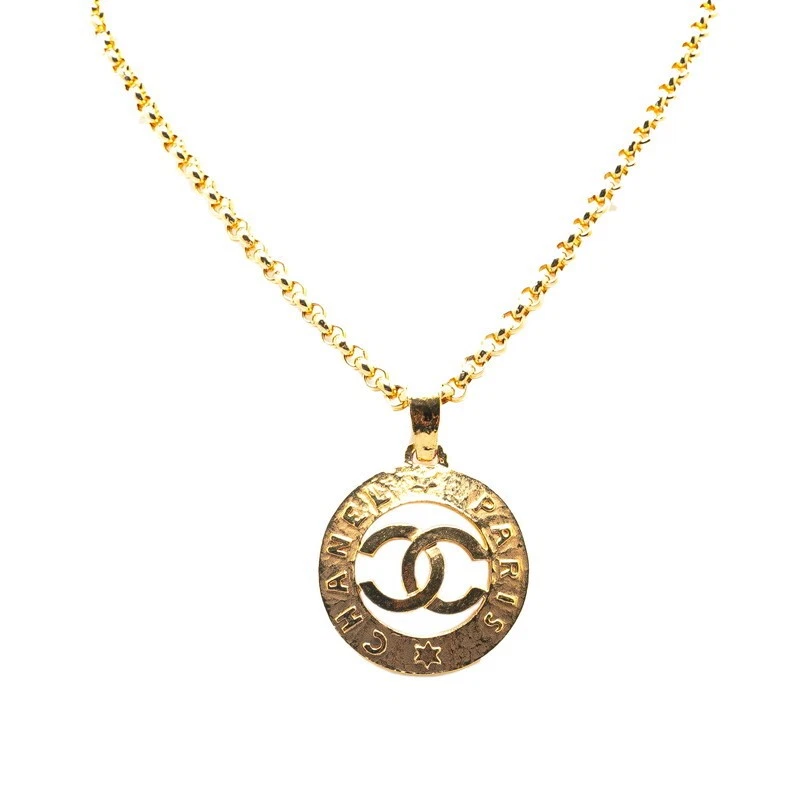 Collana CHANEL Vintage Marca Coco Catena Ciondolo Placcato Oro Donna Usata