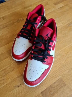 Nike Air Jordan 1 Low, White/Gym Red-Black, Größe 47. Neu inkl. Originalkarton