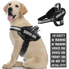 Service Dog Harness Set with 10 Patches Reflective Vest with Handle No-Pull