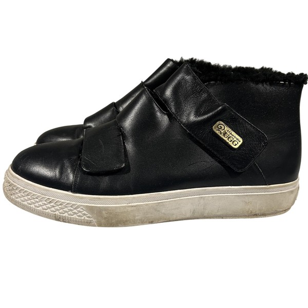 Original UGG Australia Boots Womens Black Leather Shearling Ankle Shoes Boots