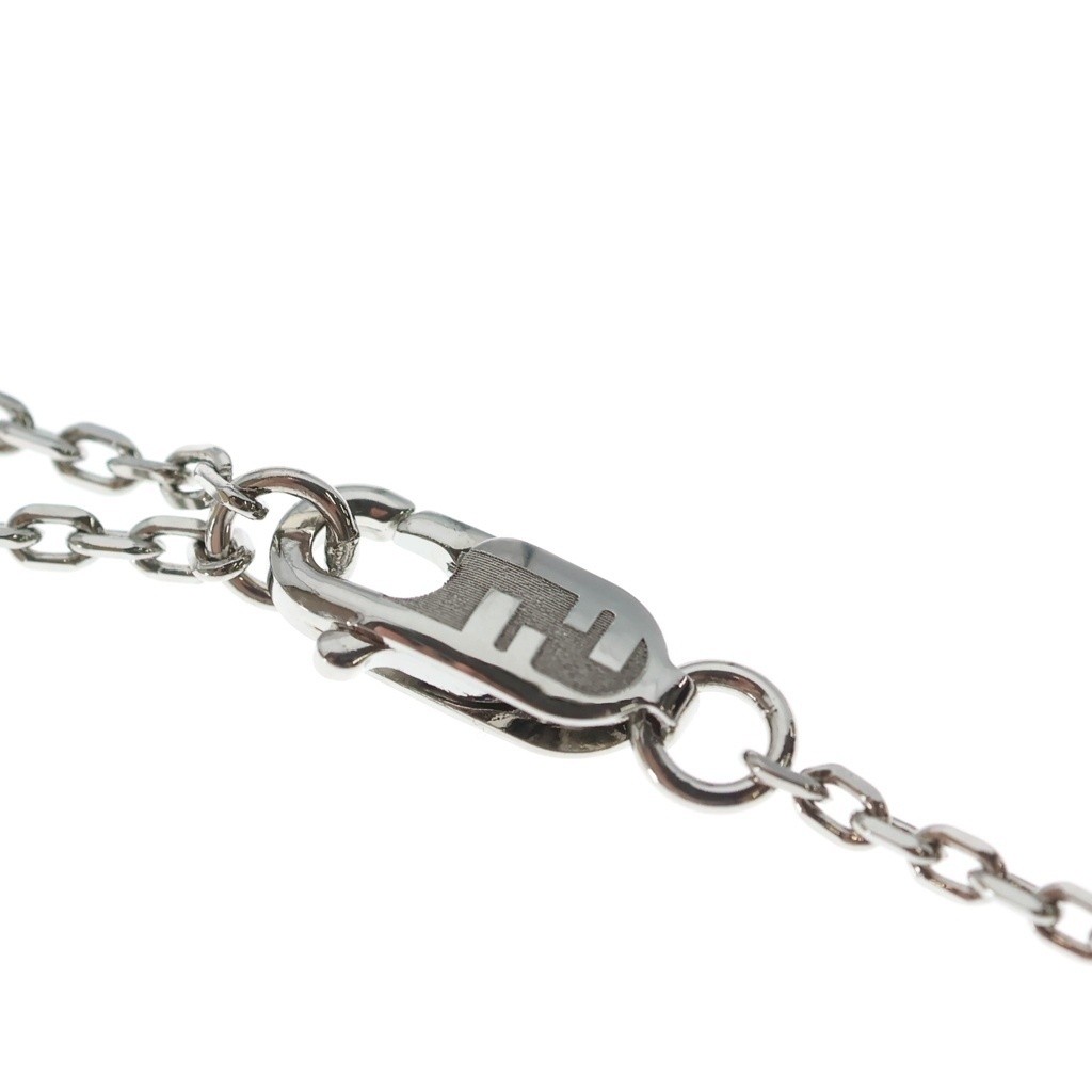 Fendi FF Logo Silver Tone Pendant Necklace 22.4in 57cm w Box image 4