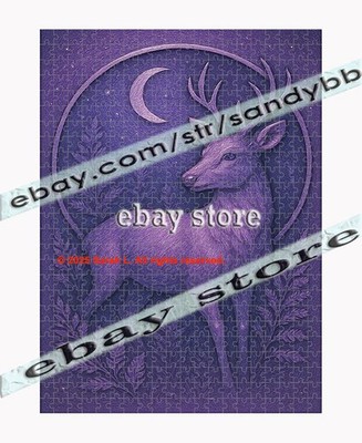 500 piece jigsaw puzzle Moonlit Stag Purple 3D Effect Mystic Forest animal