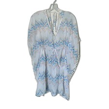 Miken Women's Swimsuit Cover Up White Aztec Tassel Large Adjustable Waist Beach