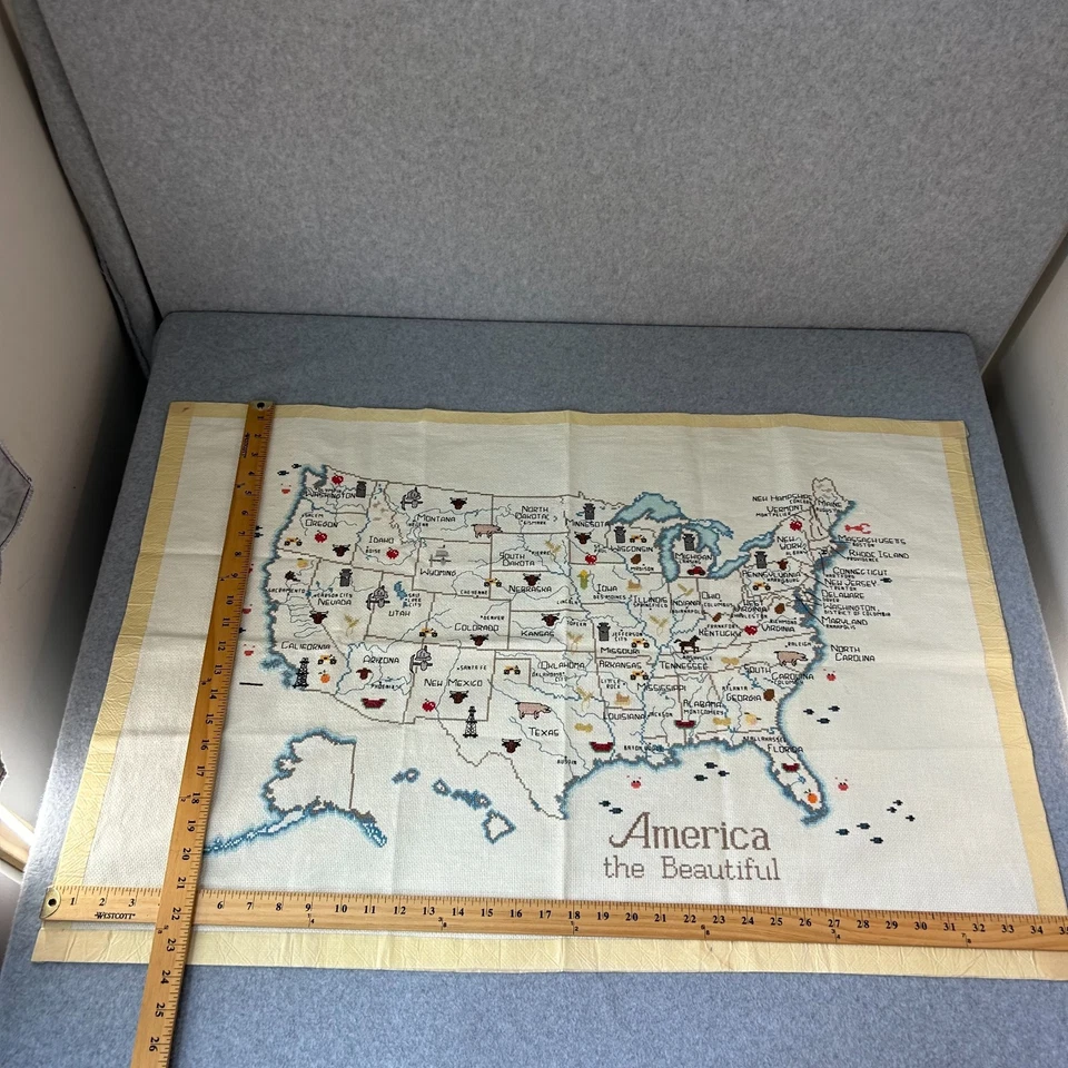 America the Beautiful USA Cross Stitch Pattern Sue Hillis Almost Complete Craft - Image 2 of 4
