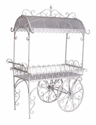 PALAZZO INT Carrello per fiori XXL casa di campagna carrello di servizio carrello per piante scaffale per fiori supporto per piante