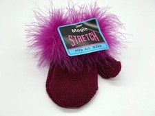 Girls Magic Stretch Mittens NEW with Tags. Fuchsia Pink with Fancy Fur trim