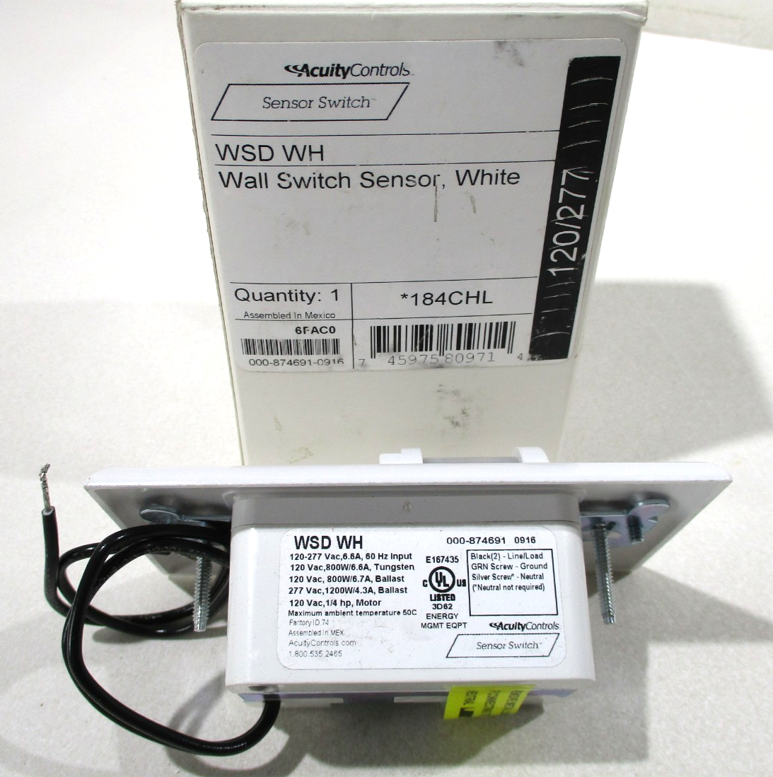 Acuity Controls Wall Switch Sensor Model WSD WH White 184CHL for sale ...