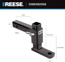 Reese Towpower 21141 Trailer Hitch Ball Mount, Fits 2 Inch Square Receiver, 5.25