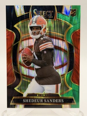2025 Panini Select #54 Shedeur Sanders Black and Green Prizm Shock