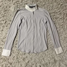 Women’s Medium Grey Horseware Long Sleeve Horseback Riding Show Shirt