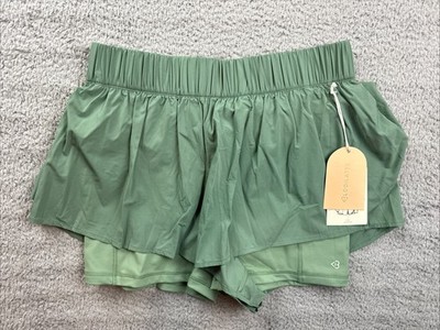 Blogilates Womens Size Medium Ruffle Shorts Hedge Green