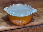 Vintage 1970's Pyrex Butterfly Gold 475-B Casserole Deep Dish 2.5 qt & Lid 475-C