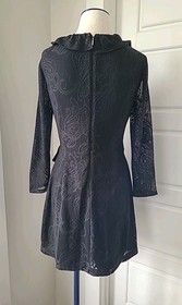 Lilly Pulitzer Tiki Romper - Black Lace & Ruffles - Size Medium - Lace Sleeves