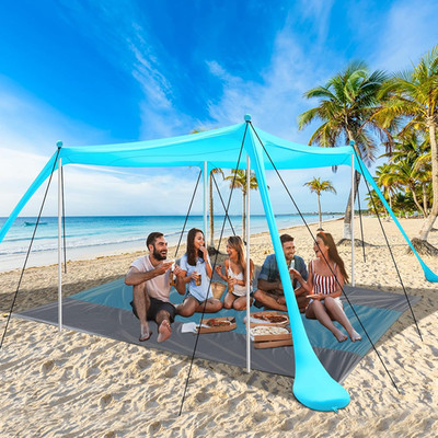 Strandzelt UV Schutz  Sonnenzelt Sonnensegel Strand Zelt 3 × 3M Komfort Outdoor-
