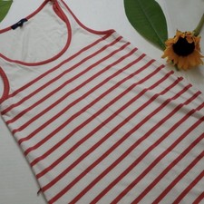Gap Red White Striped Sleeveless Tank Knee Length Scoop Neck Dress Women