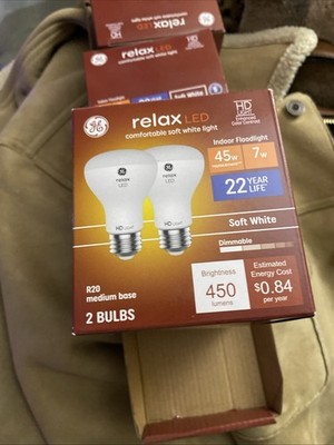 GE Relax LED Light Bulb, 45 Watt, Soft White, R20 Indoor Floodlight 6 Packs