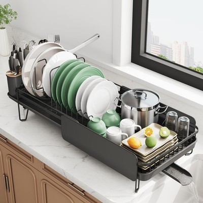 Large Dish Drying Rack - Expandable (19.3'' to 29.4'') Dish Rack for Kitchen Co...