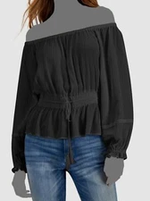 $69 Inc International Concepts Women's Black Metallic Blouse Top Size M