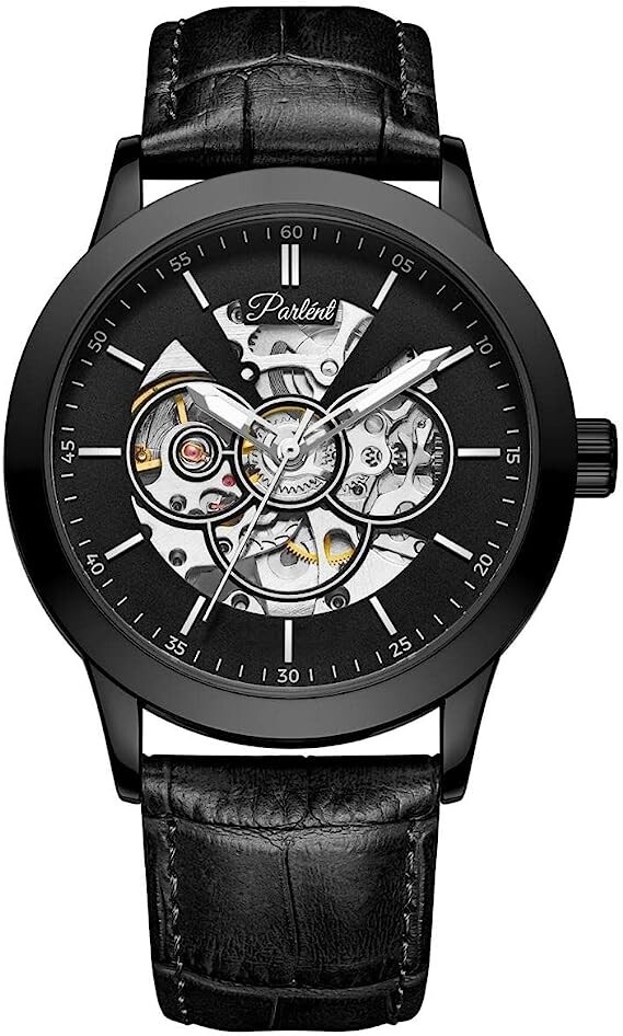 Parlent Watch Diego Men's Analogue Automatic Watch with Leather Strap BLACK  NEW
