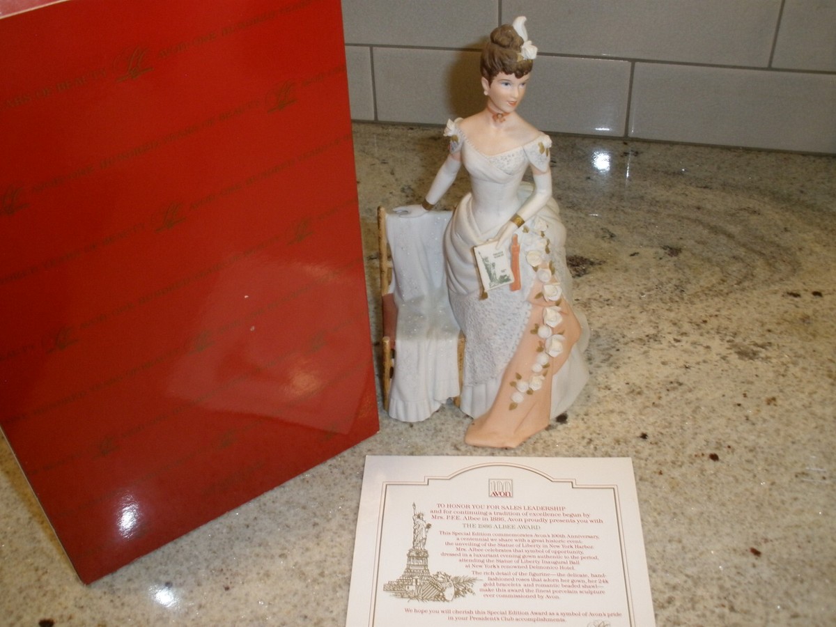 Vintage Avon 1986 Mrs. Albee Award Porcelain Figure in Box 100th