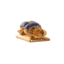 Certified Konouz Handmade Egyptian Blue Golden Scarab Beetle, Size 6X 2.5X 4 Cm