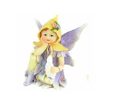 Hooded Fairy in Purple, Girl Fairy and Rabbit, Young Spring Fairy, Birthday Gift