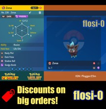 6IV Shiny Zorua Pokemon Scarlet and Violet