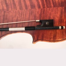 4/4Carbon Fiber FINE Violin Bow Blue Silver Silk Braided Stick Ebony Frog No.003